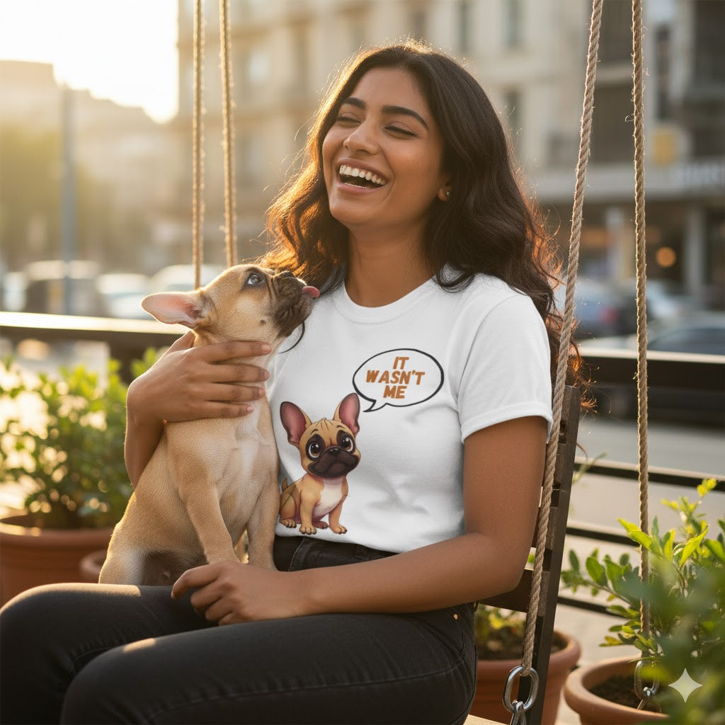It Wasn't Me" Funny French Bulldog T-Shirt | Cute Frenchie Owner Gift Tee