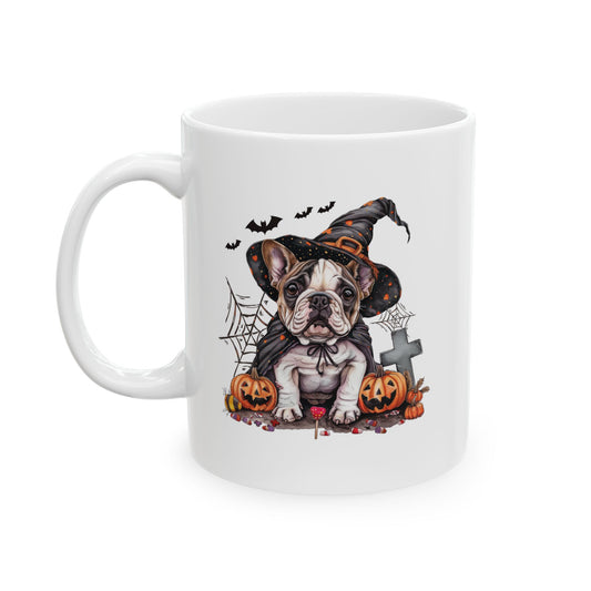 Spooky Frenchie Halloween Ceramic Mug,