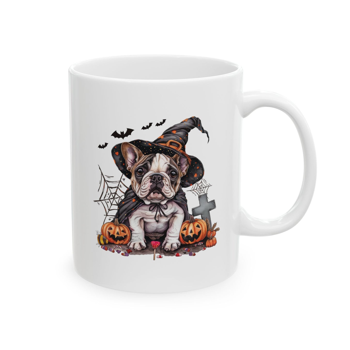 Spooky Frenchie Halloween Ceramic Mug,
