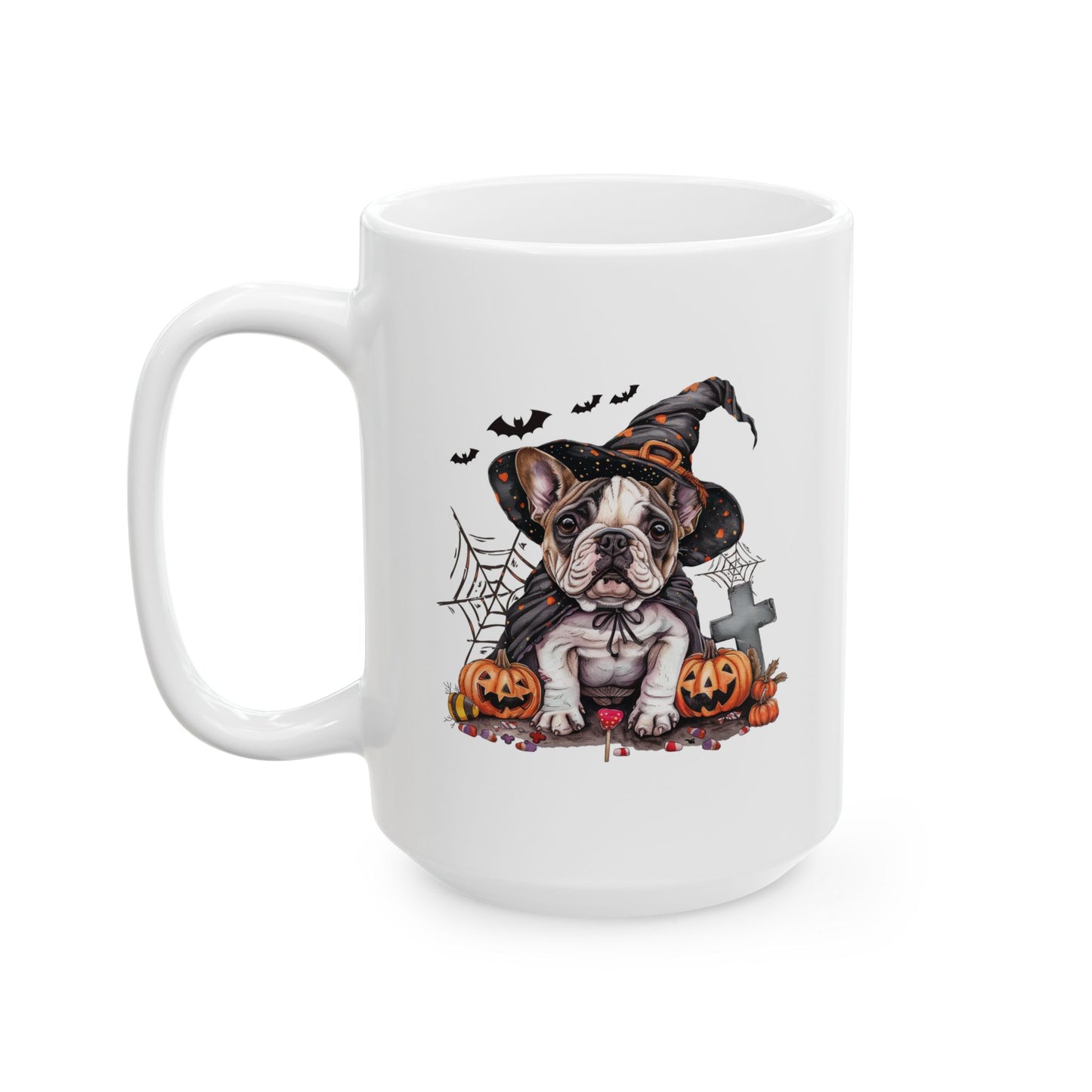 Spooky Frenchie Halloween Ceramic Mug,