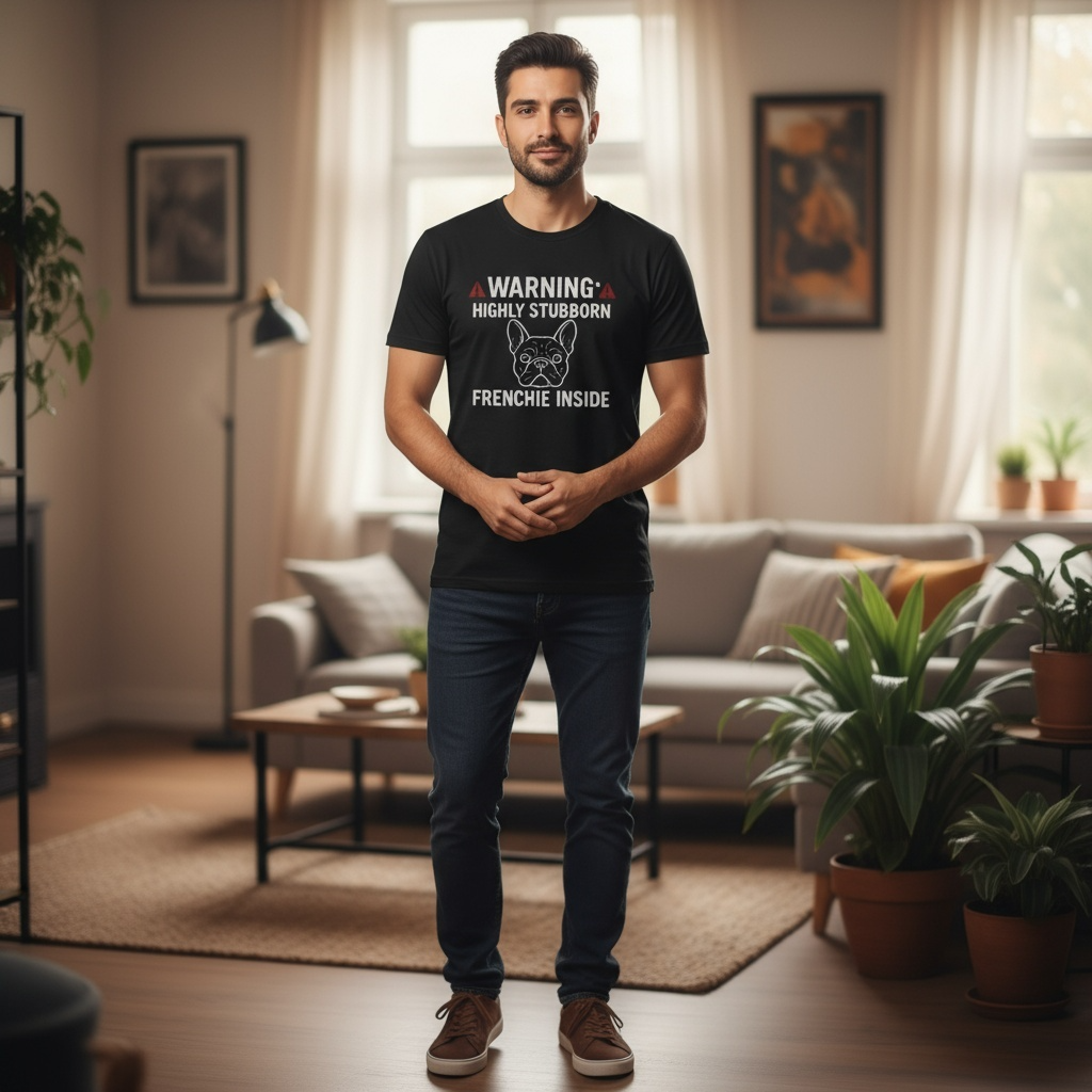 The "Warning: Stubborn Frenchie Inside" T-Shirt