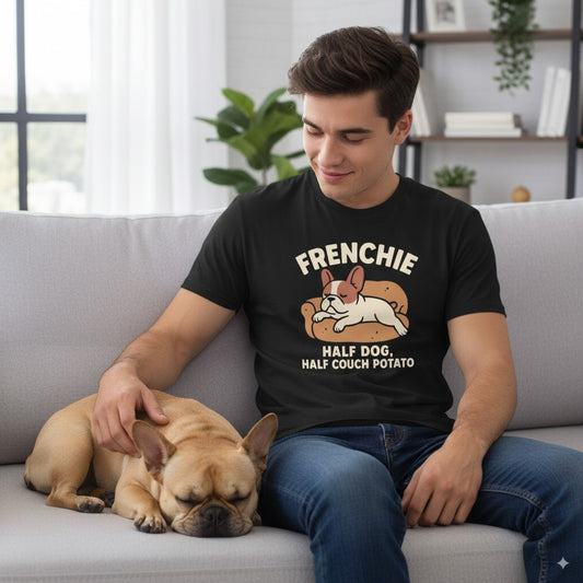 Frenchie Half Dog Half Couch Potato T-Shirt